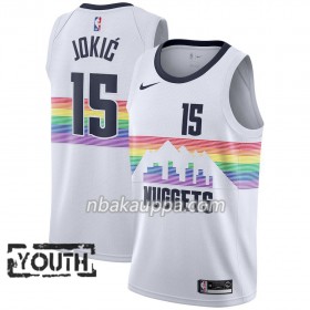 Denver Nuggets Nikola Jokic 15 2018-19 Nike City Edition Valkoinen Pelipaidat Swingman - Lasten